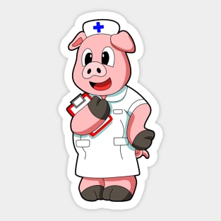 Pig as Nurse with Smock Sticker